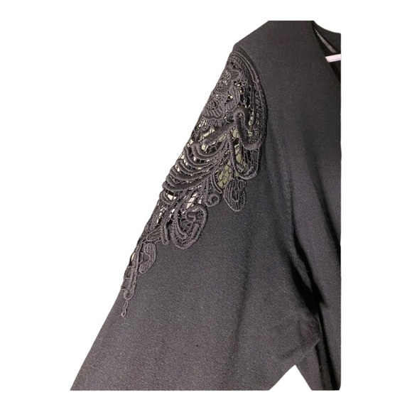 Lane Bryant Sweater Size 26/28 Grey Lace See Through Shoulders 3/4 Sleeves - Picture 5 of 6